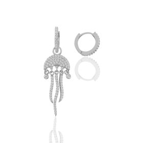 Söğütlü Silver SGTL11358 Gümüş Altın Yaldızlı Zirkon Taşlı Deniz Anası Figürlü Tarz Küpe
