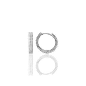 Söğütlü Silver SGTL11365 Rodyumlu Baget Taşlı Tamtur Halka Gümüş Küpe