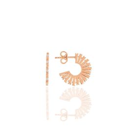 Söğütlü Silver SGTL11427 Gümüş Altın Yaldızlı Zirkon Taşlı Tasarım Güneş Küpe