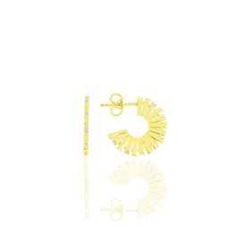 Söğütlü Silver SGTL11427 Gümüş Altın Yaldızlı Zirkon Taşlı Tasarım Güneş Küpe