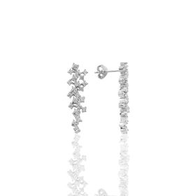 Söğütlü Silver SGTL11455 Gümüş Beyaz Altın Rodyumlu Pırlanta Modeli Zirkon Taşlı Küpe