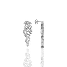 Söğütlü Silver SGTL11458 Gümüş Beyaz Altın Rodyumlu Pırlanta Modeli Zirkon Taşlı prenses Gümüş Küpe
