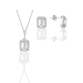 Söğütlü Silver SGTL11567 Gümüş Rodyumlu Zirkon Taşlı Baget Kesim Ikili Set