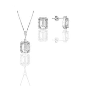 Söğütlü Silver SGTL11567 Gümüş Rodyumlu Zirkon Taşlı Baget Kesim Ikili Set
