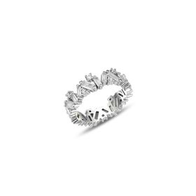 Söğütlü Silver SGTL11606 Rodyumlu Özel Tasarım Baget Taşlı Tamtur Gümüş Yüzük