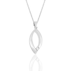 Söğütlü Silver SGTL11612KOLYE Gümüş Rodyumlu Mekik Tek Taşlı Kolye