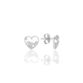Söğütlü Silver SGTL11613KUPE Gümüş Rodyumlu Zirkon Taşlı Kalp Küpe