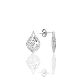 Söğütlü Silver SGTL11614KUPE Gümüş Rodyumlu Zirkon Taşlı Desenli Küpe