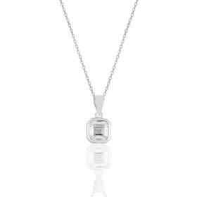 Söğütlü Silver SGTL11619KARE Gümüş Rodyumlu Kare Kesim Zirkon Taşlı Kolye