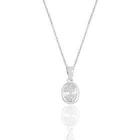 Söğütlü Silver SGTL11619OVAL Gümüş Rodyumlu Oval Kesim Zirkon Taşlı Kolye