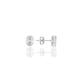 Söğütlü Silver SGTL11620OVAL Rodyumlu Oval Kesim Zirkon Taşlı Gümüş Küpe
