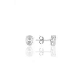 Söğütlü Silver SGTL11620OVAL Rodyumlu Oval Kesim Zirkon Taşlı Gümüş Küpe
