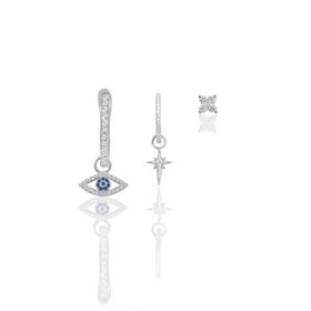 Söğütlü Silver SGTL11648 Gümüş Rodyumlu Zirkon Taşlı Kombin Üçlü Küpe Seti
