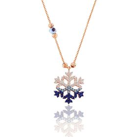 Söğütlü Silver SGTL11662 Gümüş Rose Zirkon Taşlı Nazar Boncuklu Kar Tanesi Kolye