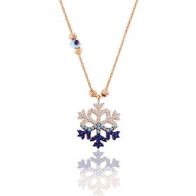 Söğütlü Silver SGTL11662 Gümüş Rose Zirkon Taşlı Nazar Boncuklu Kar Tanesi Kolye