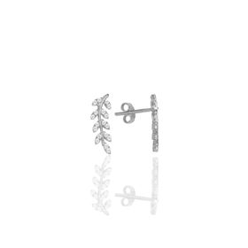 Söğütlü Silver SGTL11679 Gümüş Rodyumlu Zirkon Taşlı Yaprak Küpe