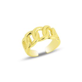 Söğütlü Silver SGTL11682 Altın Yaldızlı Ayarlamalı Bağlı Kalpler Gümüş Yüzük