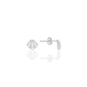 Söğütlü Silver SGTL11713 Gümüş Rodyumlu Zirkon Taşlı Midye Küpe