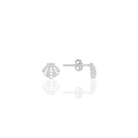 Söğütlü Silver SGTL11713 Gümüş Rodyumlu Zirkon Taşlı Midye Küpe