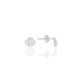 Söğütlü Silver SGTL11713 Gümüş Rodyumlu Zirkon Taşlı Midye Küpe