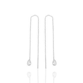 Söğütlü Silver SGTL11716 Gümüş Rodyumlu Zirkon Taşlı Damla Zincir Küpe