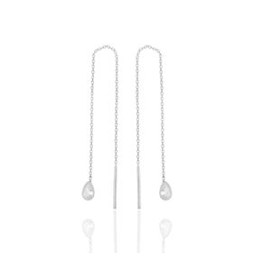 Söğütlü Silver SGTL11716 Gümüş Rodyumlu Zirkon Taşlı Damla Zincir Küpe