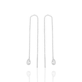 Söğütlü Silver SGTL11716 Gümüş Rodyumlu Zirkon Taşlı Damla Zincir Küpe