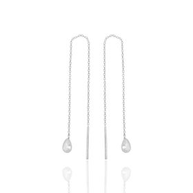 Söğütlü Silver SGTL11716 Gümüş Rodyumlu Zirkon Taşlı Damla Zincir Küpe