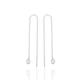 Söğütlü Silver SGTL11716 Gümüş Rodyumlu Zirkon Taşlı Damla Zincir Küpe