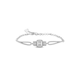 Söğütlü Silver SGTL11735 Gümüş Beyaz Altın Rodyumlu Baget Taşlı Bilezik