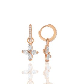Söğütlü Silver SGTL11941 Rose Zirkon Taşlı Dört Yapraklı Yonca 925 Ayar Gümüş Küpe