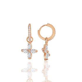 Söğütlü Silver SGTL11941 Rose Zirkon Taşlı Dört Yapraklı Yonca 925 Ayar Gümüş Küpe