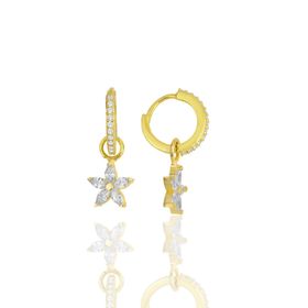 Söğütlü Silver SGTL11942 Altın Yaldızlı Zirkon Taşlı Lotus Çiçeği 925 Ayar Gümüş Küpe