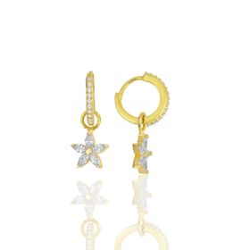 Söğütlü Silver SGTL11942 Altın Yaldızlı Zirkon Taşlı Lotus Çiçeği 925 Ayar Gümüş Küpe
