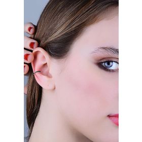Söğütlü Silver SGTL11965 Rodyumlu Siyah Taşlı Sıkıştırmalı Kıkırdak Ear Cuff 925 Ayar Gümüş Küpe