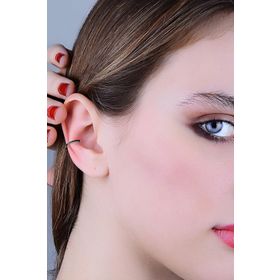 Söğütlü Silver SGTL11965 Rodyumlu Siyah Taşlı Sıkıştırmalı Kıkırdak Ear Cuff 925 Ayar Gümüş Küpe