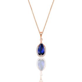 Söğütlü Silver SGTL12075 Gümüş Rose Safir ve Zirkon Taşlı Damla Modeli Kolye