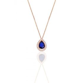 Söğütlü Silver SGTL12075 Gümüş Rose Safir ve Zirkon Taşlı Damla Modeli Kolye