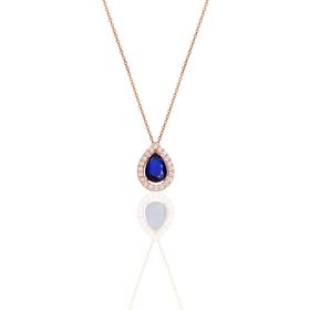 Söğütlü Silver SGTL12075 Gümüş Rose Safir ve Zirkon Taşlı Damla Modeli Kolye