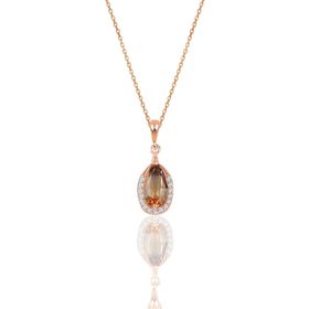 Söğütlü Silver SGTL12075 Gümüş Rose Safir ve Zirkon Taşlı Damla Modeli Kolye