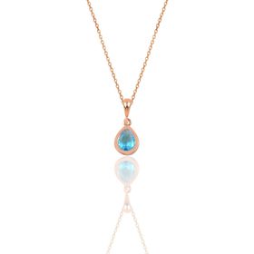 Söğütlü Silver SGTL12077 Gümüş Rose Akuamarin Taşlı Damla Modeli Kolye