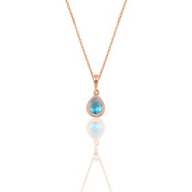 Söğütlü Silver SGTL12077 Gümüş Rose Akuamarin Taşlı Damla Modeli Kolye