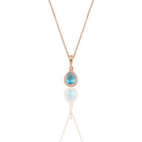 Söğütlü Silver SGTL12077 Gümüş Rose Akuamarin Taşlı Damla Modeli Kolye