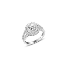 Söğütlü Silver SGTL12088 Rodyumlu Zirkon Taşlı Pırlanta Montürlü Yuvarlak 925 Ayar Gümüş Yüzük