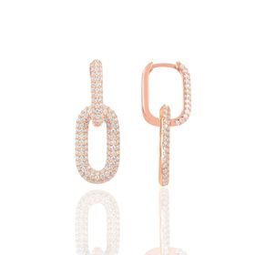 Söğütlü Silver SGTL12113 Rose Zirkon Taşlı Sallantılı Trend 925 Ayar Gümüş Küpe