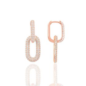Söğütlü Silver SGTL12113 Rose Zirkon Taşlı Sallantılı Trend 925 Ayar Gümüş Küpe