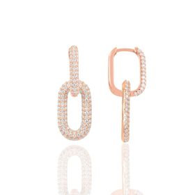 Söğütlü Silver SGTL12113 Rose Zirkon Taşlı Sallantılı Trend 925 Ayar Gümüş Küpe