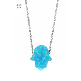 Söğütlü Silver SGTL1739 925 Ayar Gümüş Opal Taşlı El Mira Kolyesi