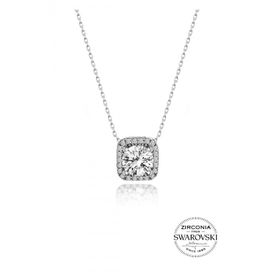 Söğütlü Silver SGTL20515KOLYE Gümüş Swarovski Taşlı Pırlanta Modeli Kadın Kare Kolye