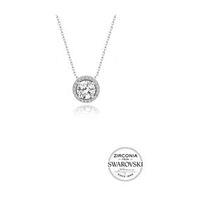 Söğütlü Silver SGTL20518KOLYE Gümüş Swarovski Taşlı Pırlanta Modeli Yuvarlak Kadın Kolye